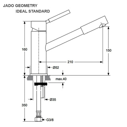 Jado Geometry a3 1-gats keukenmengkraan chroom