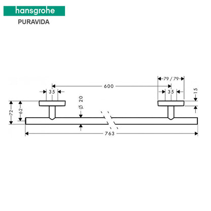 Hansgrohe PuraVida handdoekhouder 60 cm chroom