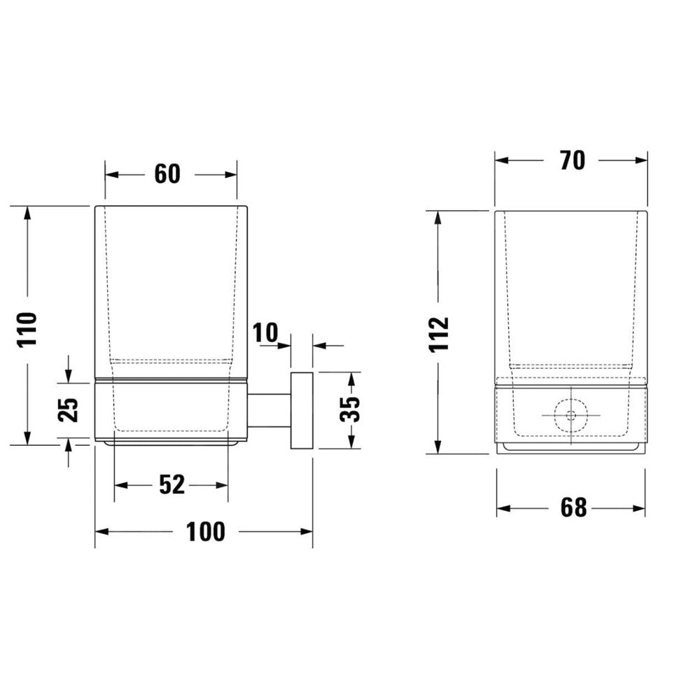 Duravit Karree glashouder, tandenborstelhouder chroom/matglas