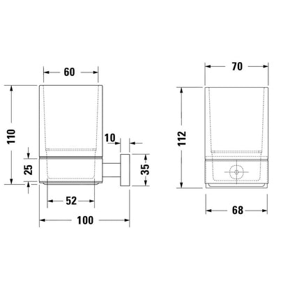 Duravit Karree glashouder, tandenborstelhouder chroom/matglas