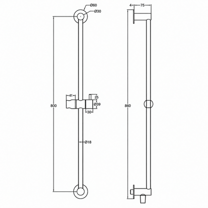 Waterevolution Flow glijstangset met handdouche 800mm mat wit