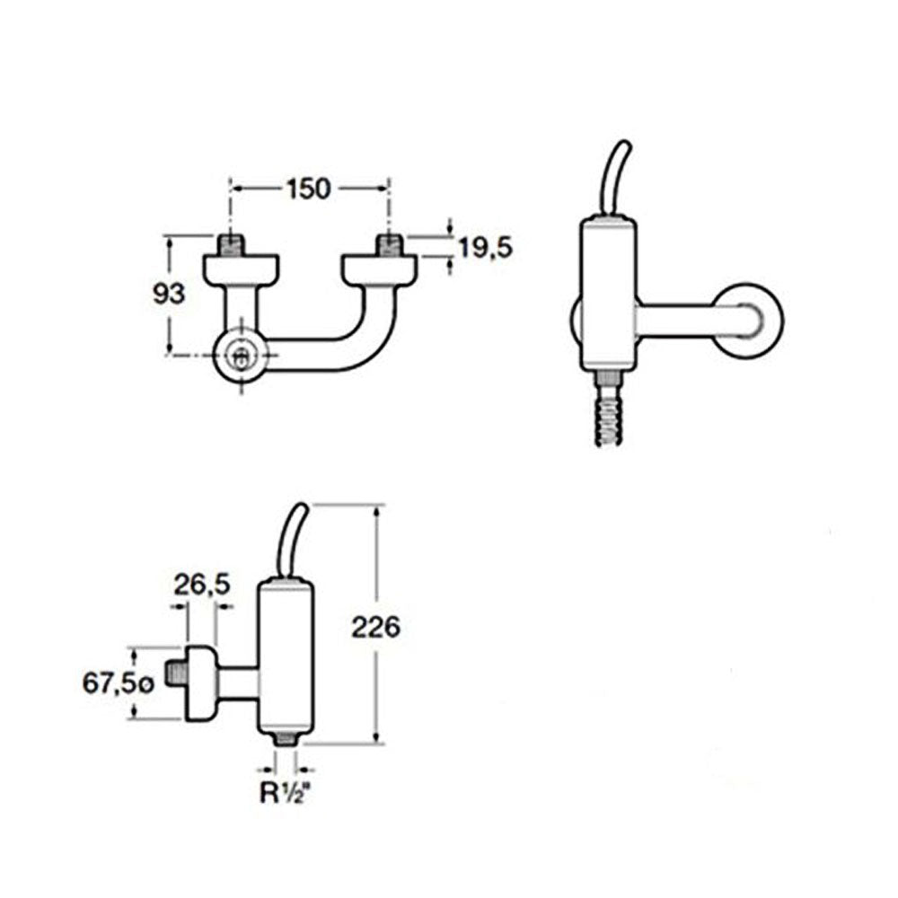Montalcino industrieel design douchemengkraan gepolijst RVS (glans)