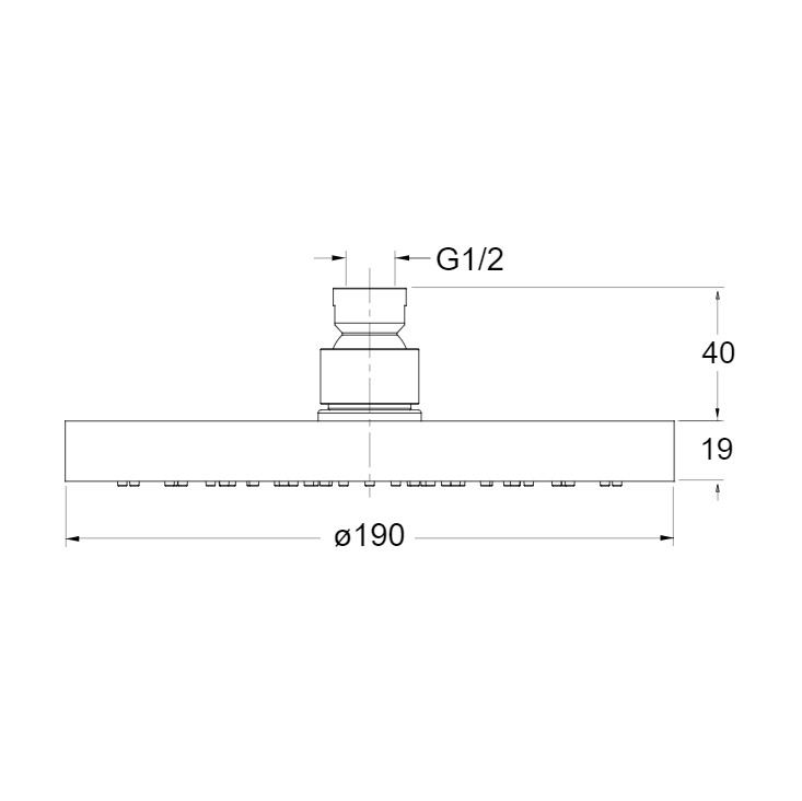 Cristina design hoofdouche 190 mm geborsteld zwart/rvs