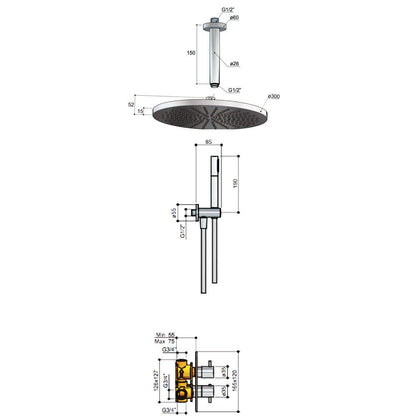 Hotbath IBS 2A Get together inbouw doucheset met 30 cm hoofddouche, geborsteld nikkel