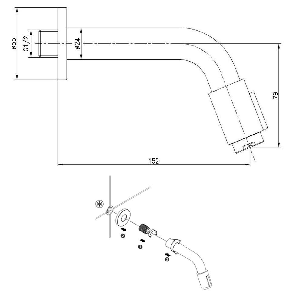 Royal Plaza wand fonteinkraan 14,5 cm geborsteld nikkel