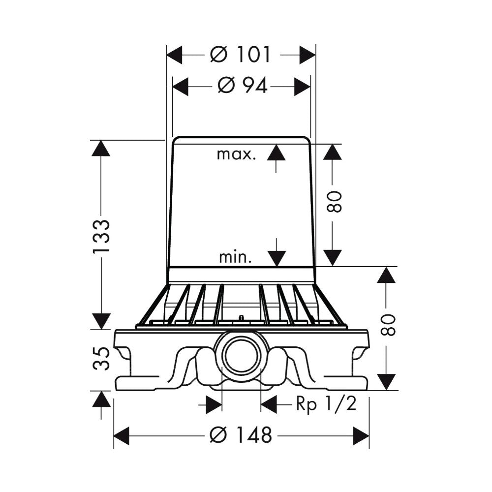 Hansgrohe inbouwdeel universeel voor vloergemonteerde vrijstaande kranen