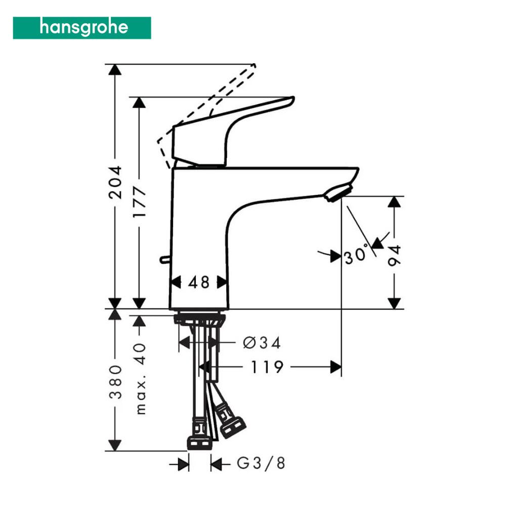 Hansgrohe Focus 100 wastafelkraan CoolStart met waste, chroom