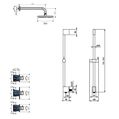 Hotbath Buddy IBS1CR57 Get Together inbouw doucheset met glijstang en 30 cm hoofddouche, chroom