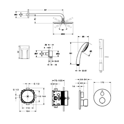 Hansa Bluebox inbouw doucheset met thermostaat hoofdouche 200 mm, chroom