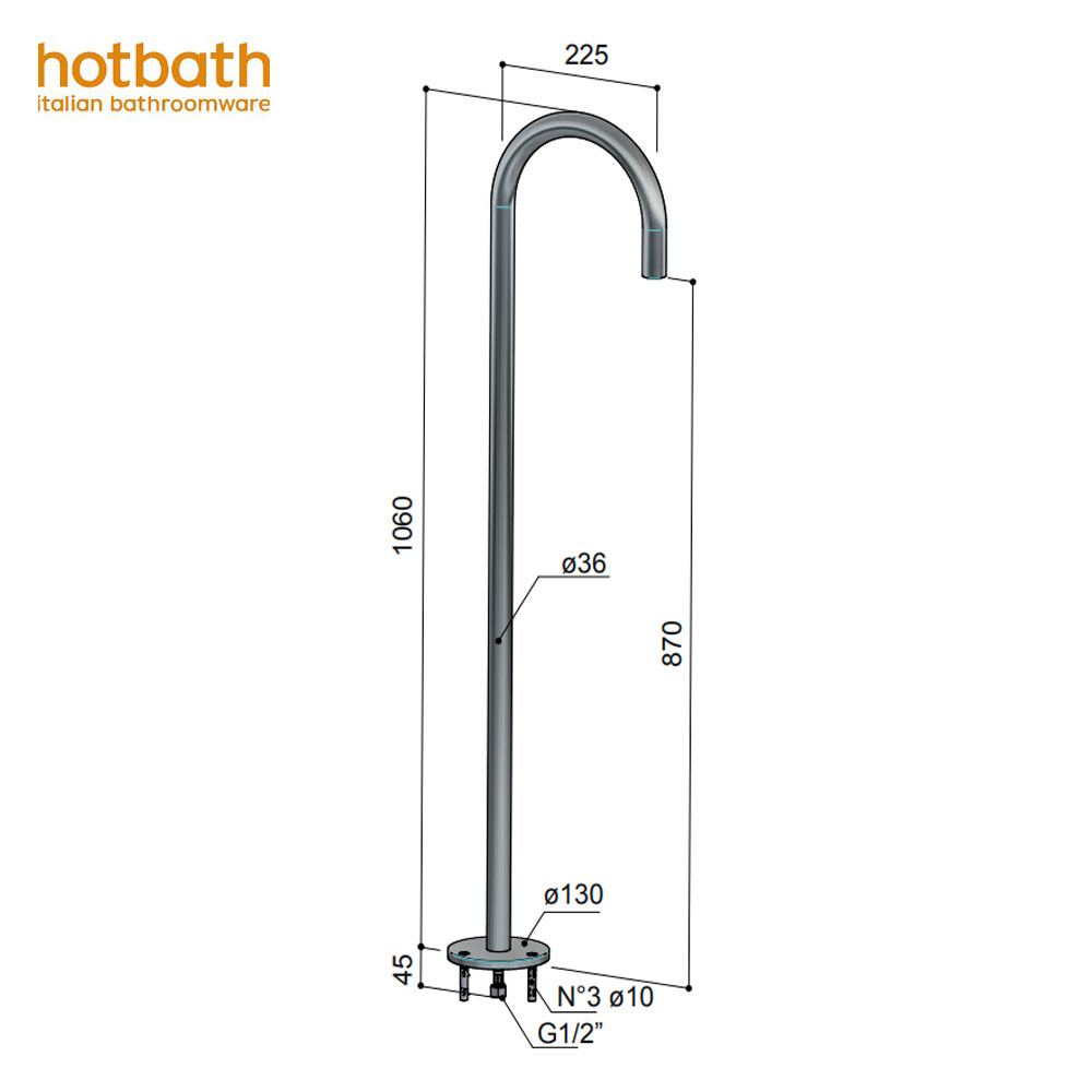 Hotbath Cobber CB076 vrijstaande baduitloop vloermontage verouderd ijzer