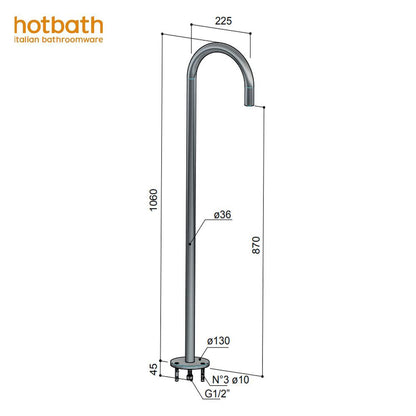 Hotbath Cobber CB076 vrijstaande baduitloop vloermontage verouderd ijzer