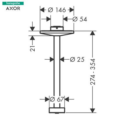 Hansgrohe AXOR One plafondaansluiting 300 mm voor douchekop 280 2 straalsoorten, gepolijst rood goud