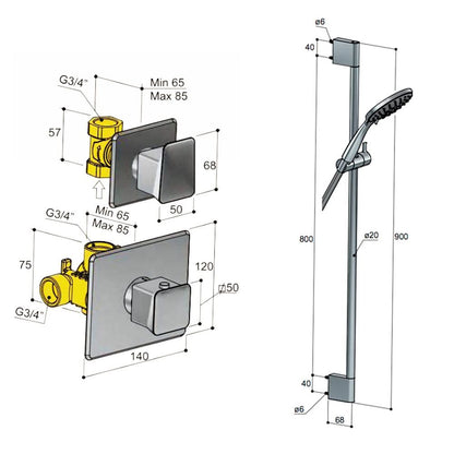 Hotbath BR012GN thermostatische inbouw doucheset met 1 stopkraan, geborsteld mat nikkel