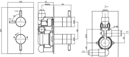 Crosswater Logic thermostatische douchekraan met 1-weg , LO1000RC + WLBP1000RC
