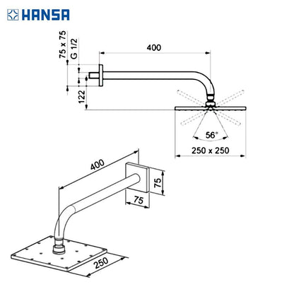 Hansa matrix thermostaat inbouw doucheset, met Viva hoofddouche Ø250 mm met glijstangset, chroom