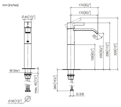 Dornbracht IMO hoge wastafelkraan geborsteld messing (23kt gold)