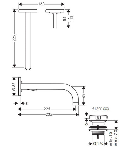 Hansgrohe Axor Uno ééngreeps inbouw wastafelmengkraan afbouwdelen + inbouwdeel, chroom