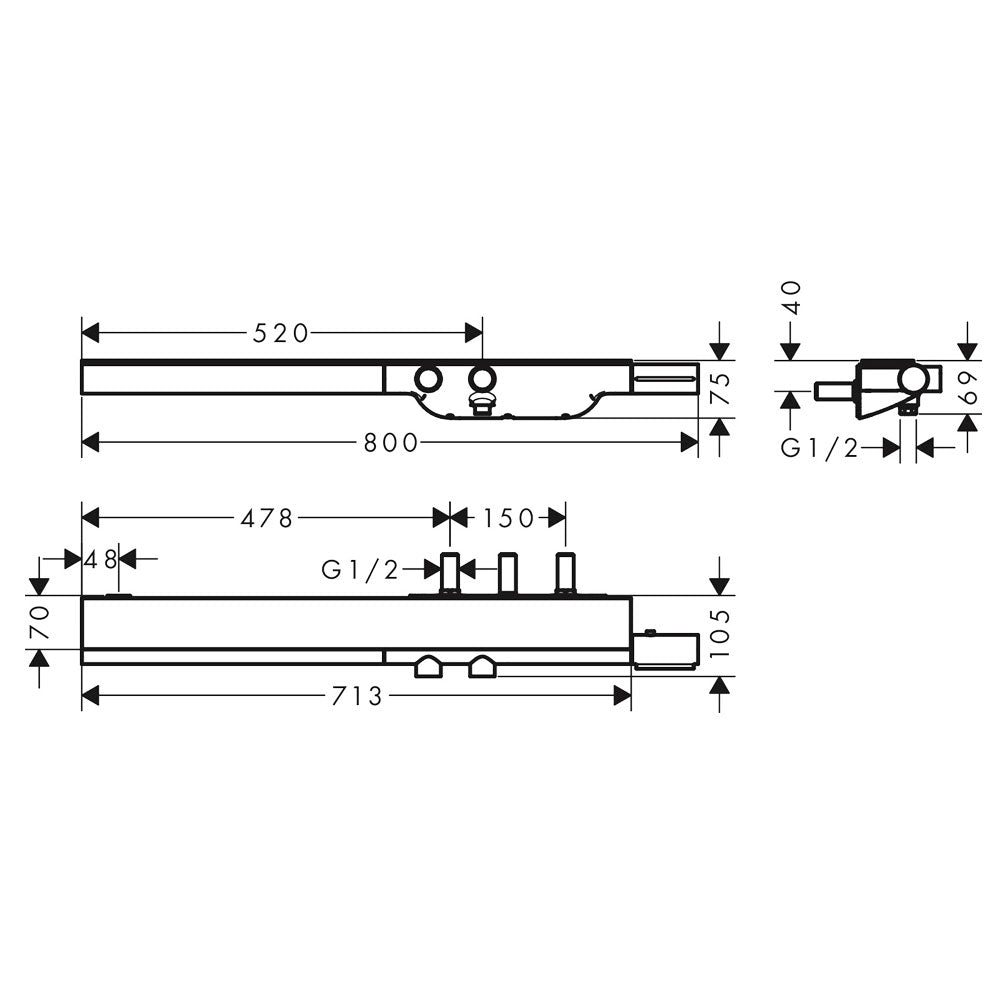 Hansgrohe Axor ShowerSolution thermostaat 800 voor 2 functies, Geborsteld Staal Optic
