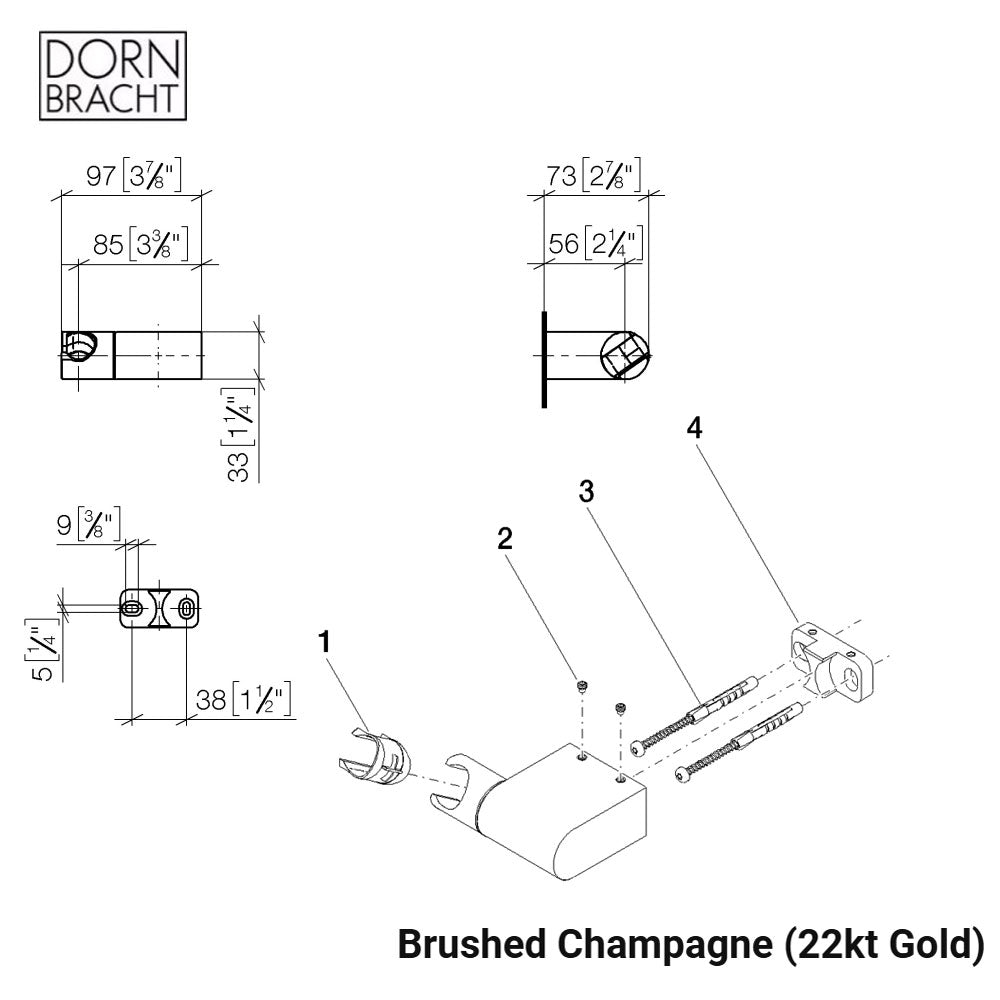 Dornbracht Universeel douchehouder draaibaar geborsteld champagne mat 22kt