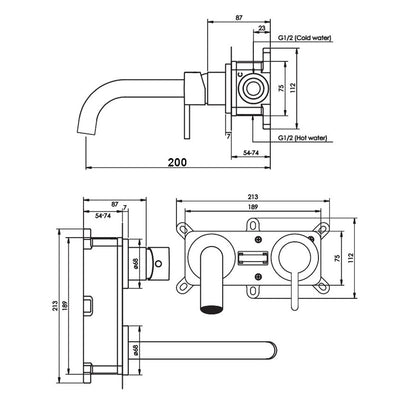 Brauer Edition inbouw wastafelmengkraan Coldstart gebogen uitloop rechts, mat zwart