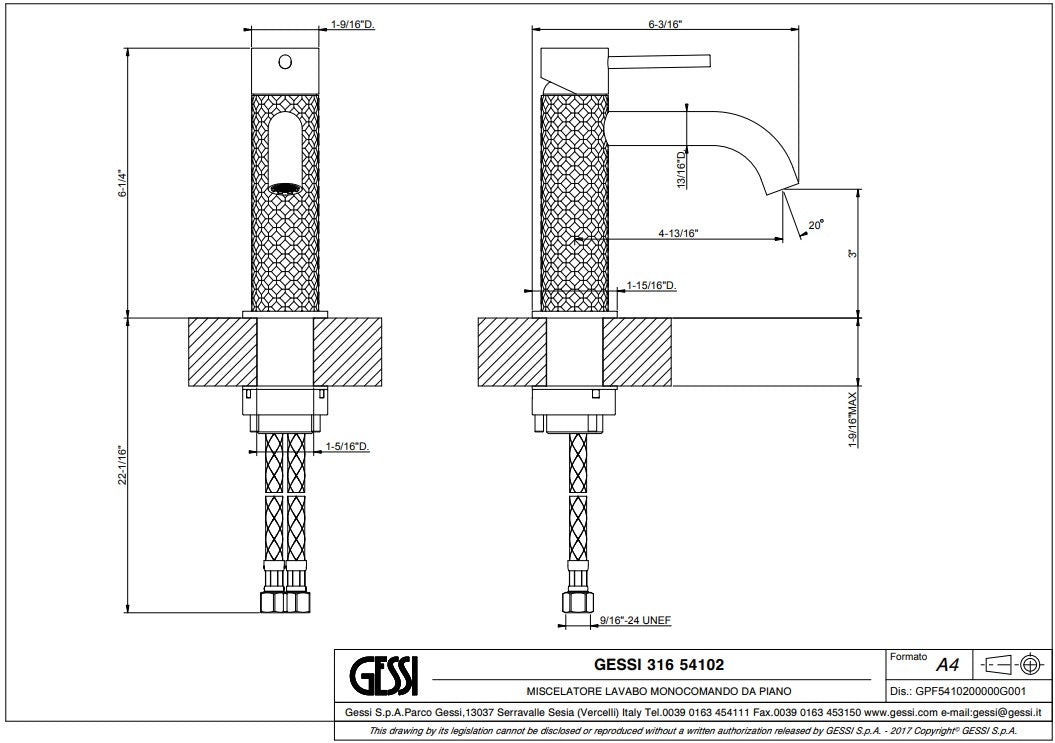 Gessi Intreccio wastafelkraan zwart metaal geborsteld PVD