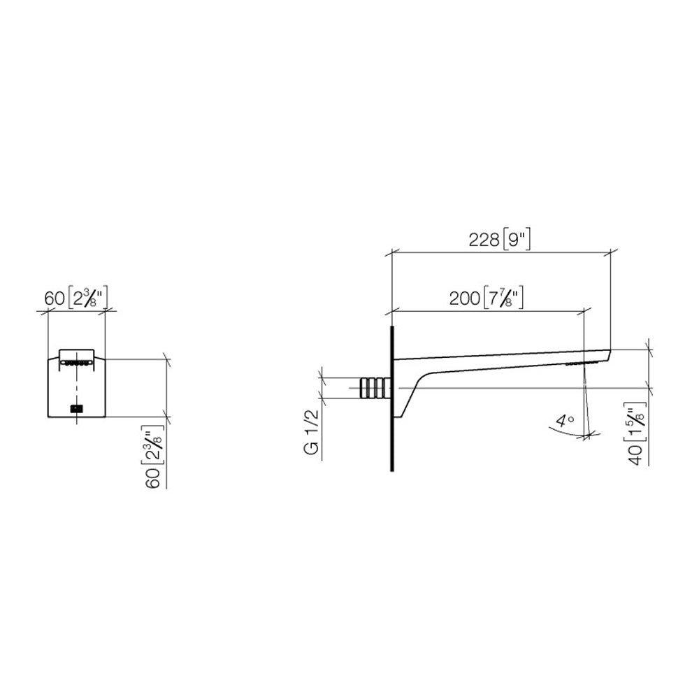 Dornbracht CL.1 wanduitloop sprong 200 mm, geborsteld platina mat