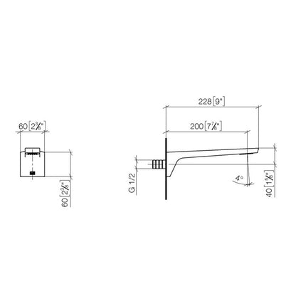 Dornbracht CL.1 wanduitloop sprong 200 mm, geborsteld platina mat