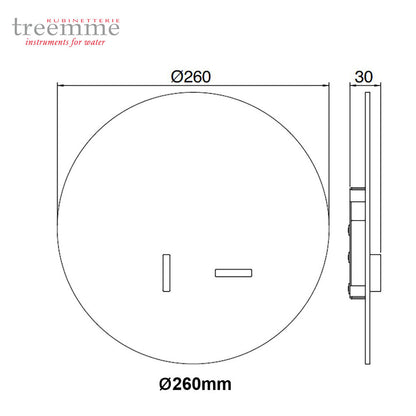 Treemme Rubinetterie design rond bedieningspaneel met 2 drukknoppen ø260 mm RVS