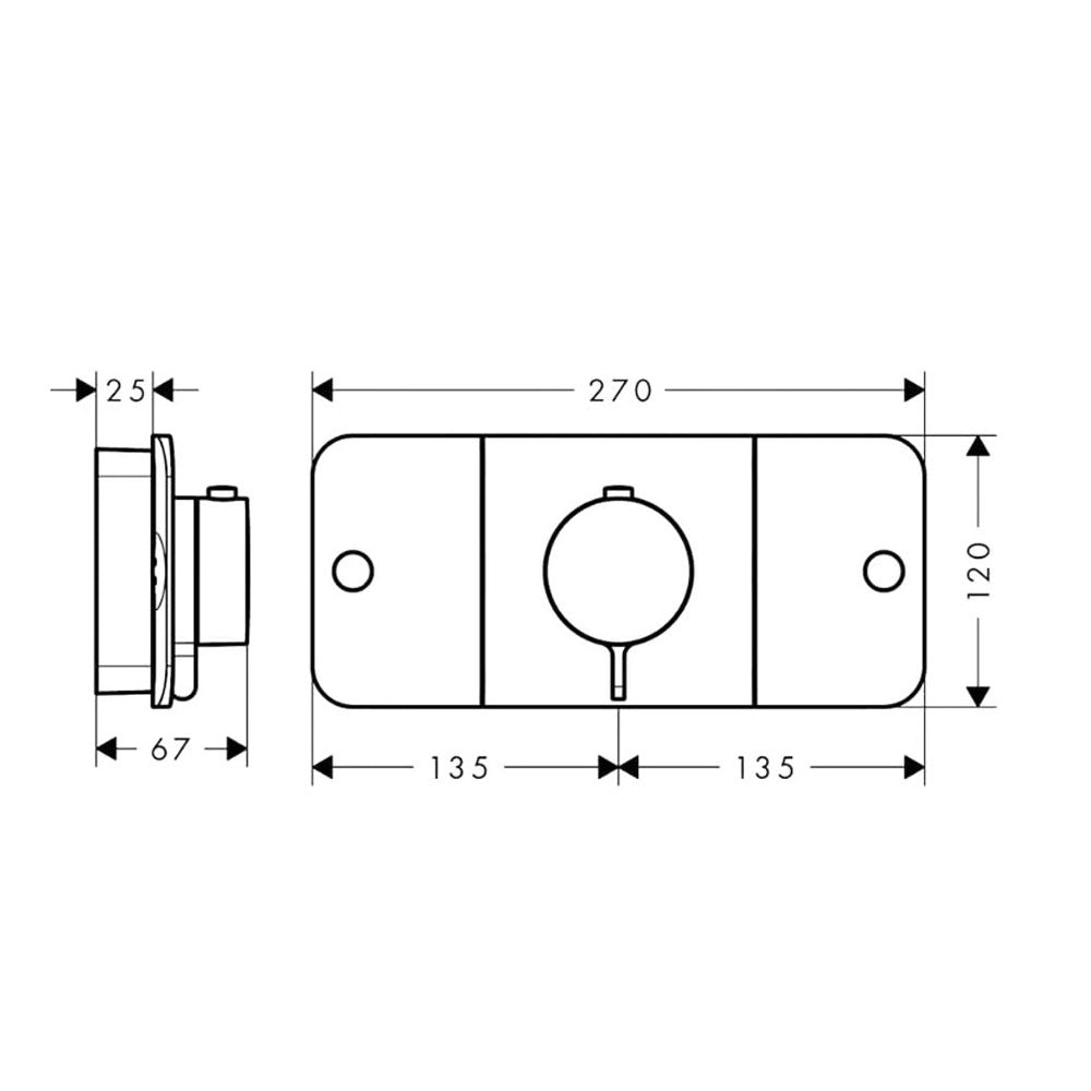 Hansgrohe AXOR One thermostaat module afbouwdeel 2 functie, mat zwart