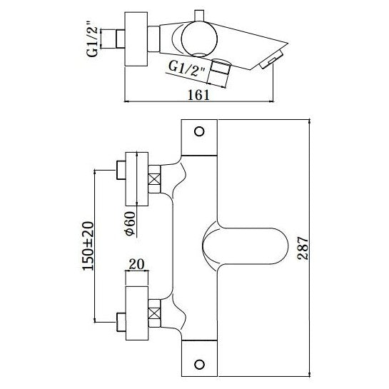 Paffoni Light thermostaat opbouw badmengkraan, Mat Wit