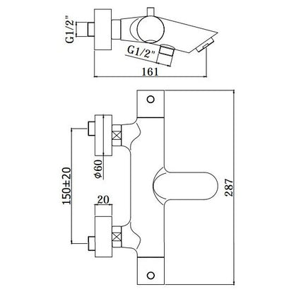 Paffoni Light thermostaat opbouw badmengkraan, Mat Wit