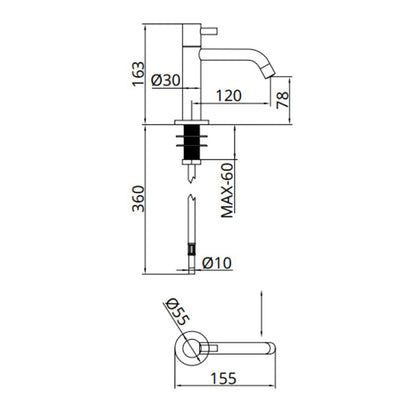 Bongio Squadra Fonteinkraan alleen koudwater, Mat Zwart