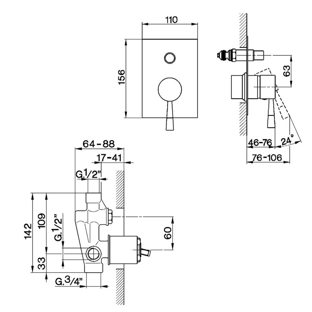 Cisal Pumpy éénhendel douchemengkraan met omstel, Chroom