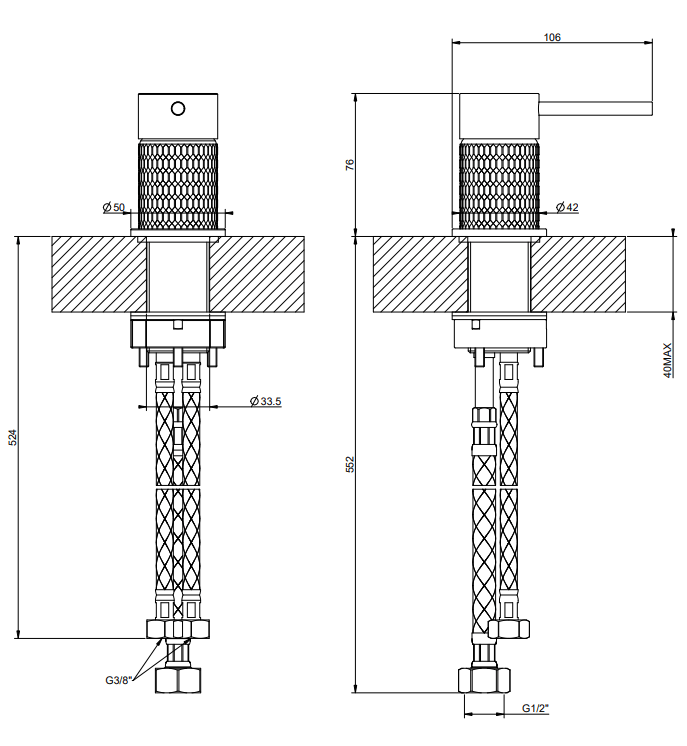 Gessi 316 Meccanica mengkraan bladmontage geborsteld messing PVD