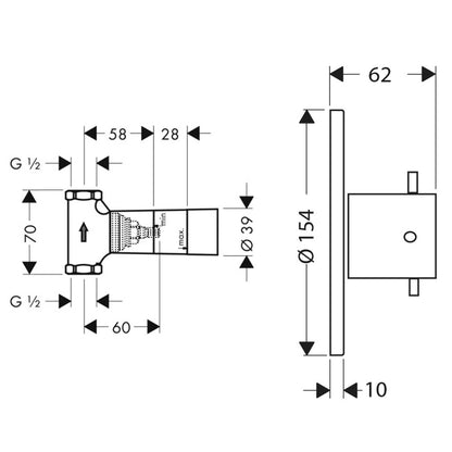 Hansgrohe Axor Starck stopkraan met afbouwdeel, Chroom