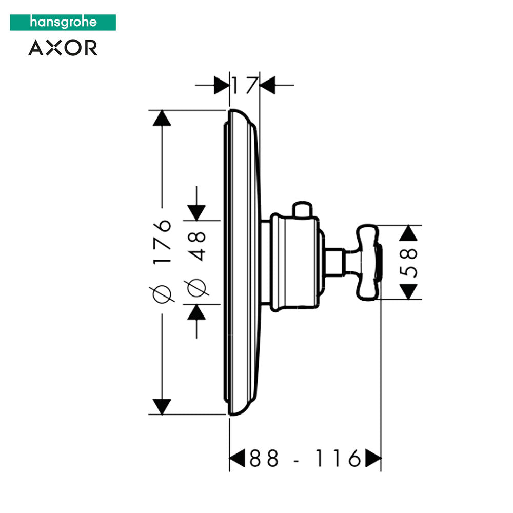 Hansgrohe Axor Montreux thermostaat afbouwdeel met kruisgreep, chroom