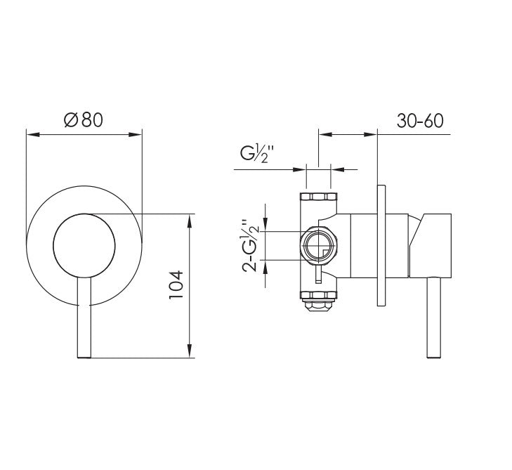 JEE-O Slimline Wand Mengkraan Mixer, klein rozet, Geborsteld RVS