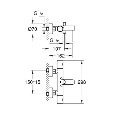 Grohe Grohtherm 800 Cosmopolitan thermostaat badkraan cooltouch, chroom