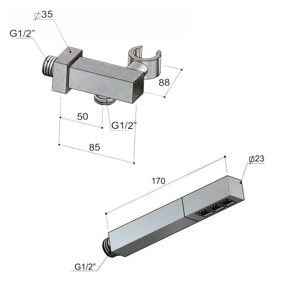 Hotbath Bro Inbouw Thermostaat Doucheset 3 Stopkranen, Hoofddouche met Waterval & Cascade, Chroom