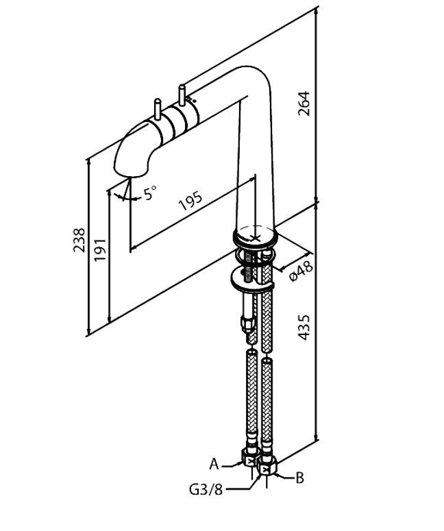 Damixa A-Pex design keukenmengkraan chroom