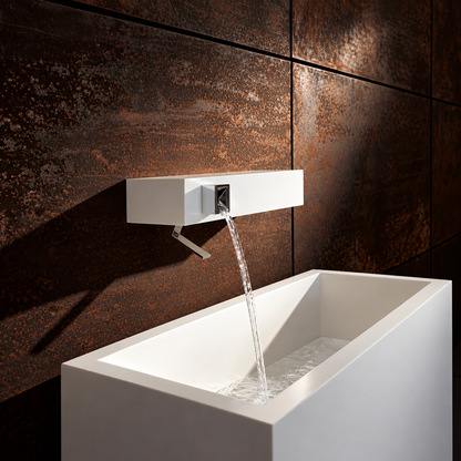 Dornbracht Elemental Spa IAM 1-greeps Design wastafel wandmengkraan met Corian Wit Behuizing