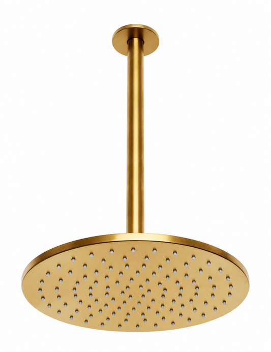 Procasa Finn / Waterevolution Flow hoofddouche Ø250 mm met plafondbevestiging copper PVD