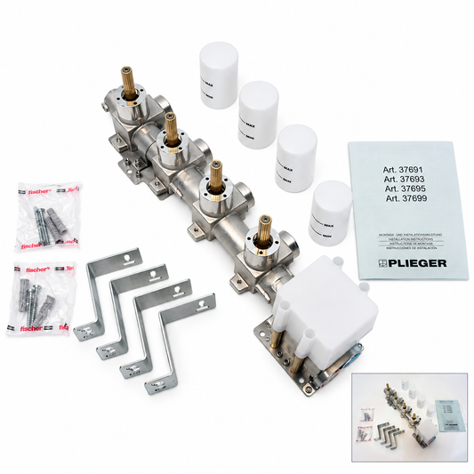 Gessi Wellness inbouwdeel thermostaat voor inbouwkraan met 4 stopkranen chroom
