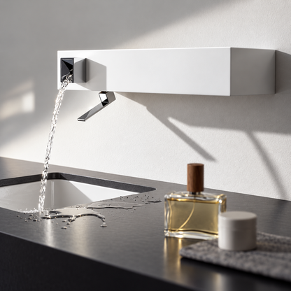 Dornbracht Elemental Spa IAM 1-greeps Design wastafel wandmengkraan met Corian Wit Behuizing