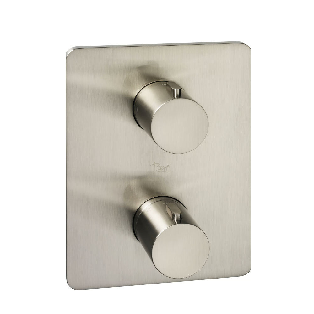 Ben Lavion Square C afbouwset voor 3-weg omstelling en thermostaat geborsteld nikkel