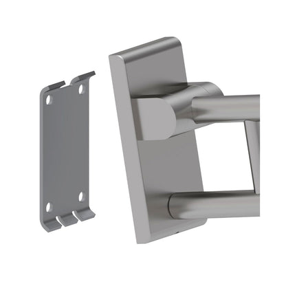 Normbau Inox Care Opklapbare muursteun vario met grondplaat L = 725 mm, geborsteld RVS