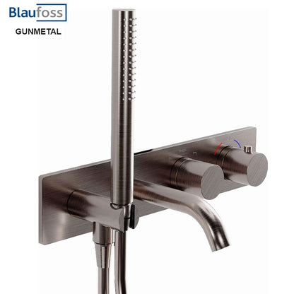 Blaufoss Round Bad Thermostaatkraan inbouw 2-knops afbouw + inbouwdeel 2 weg, geborsteld gunmetal