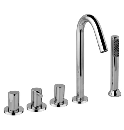 Bongio Aqua 4-gats design badrandkraan combinatie met omstel en handdouche set chroom