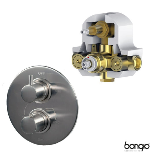 Bongio Squadra Thermostatisch inbouw douchekraan met 2-Weg, Geborsteld mat nikkel