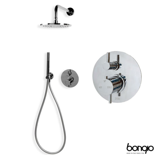 Bongio Squadra inbouw thermostaatkraan incl. 2-weg omstel, hoofddouche 22,2cm, chroom